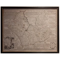 Carte ancienne de Leicester et de Rutland par Tinney & Sayer, vers 1756