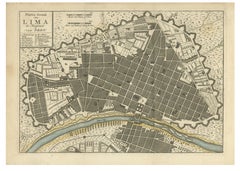 Antique Map of Lima Peru by Isaak Tirion – City Plan with Fortifications, 1769