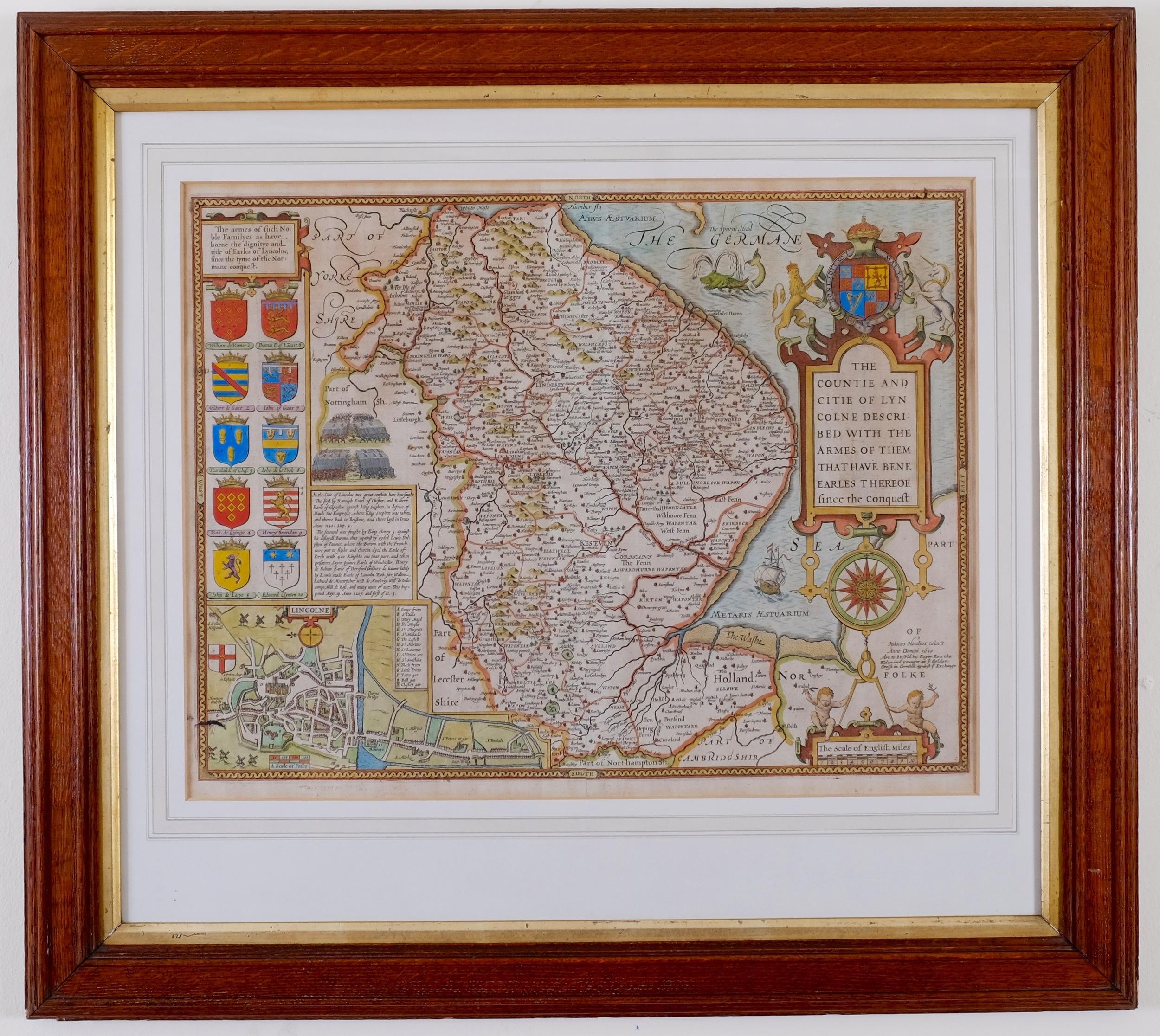 Wood Antique Map of Lincoln For Sale