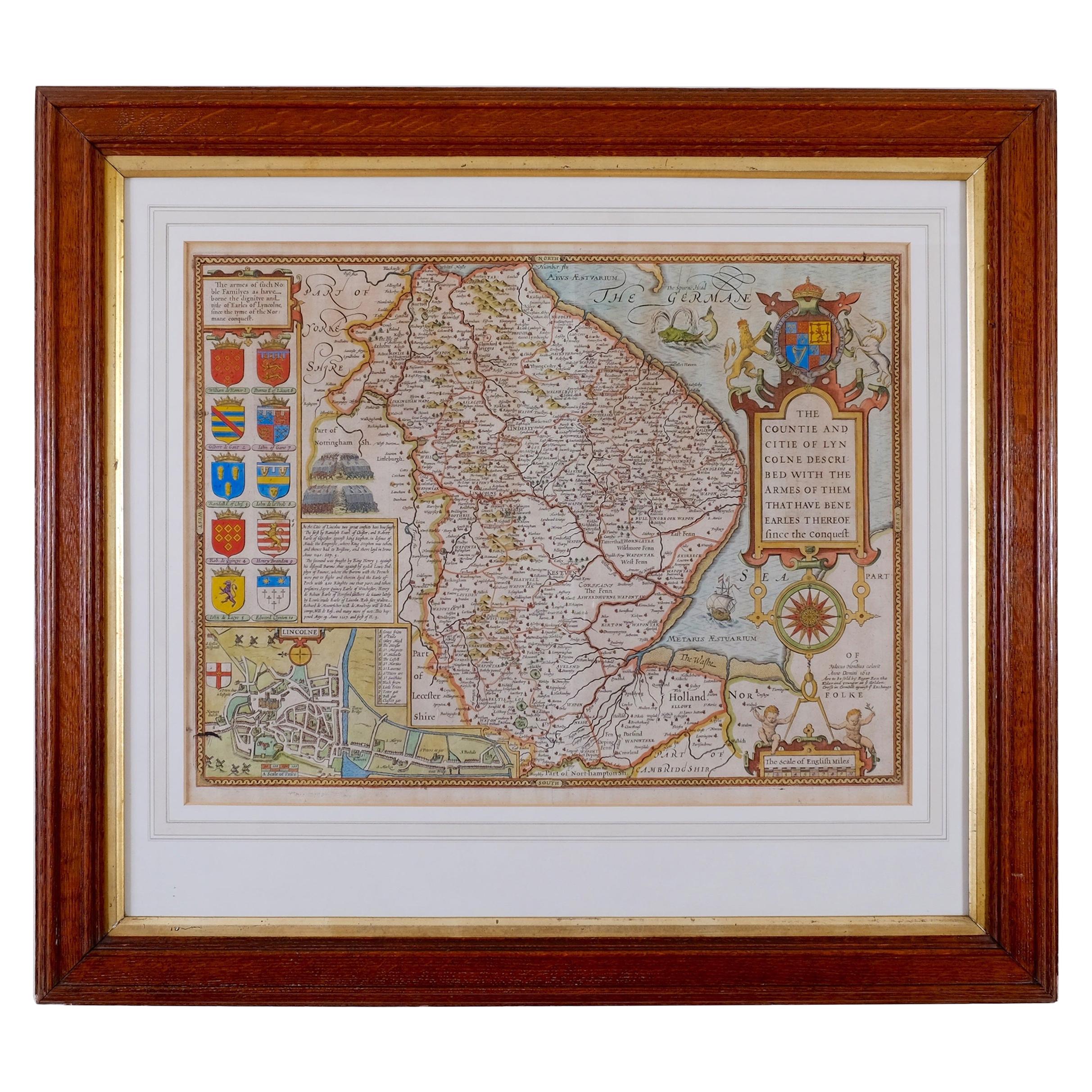 Antique Map of Lincoln For Sale