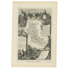 Mapa antiguo del Loira "Francia" por V. Levasseur, 1854