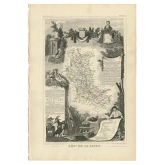 Antike Karte von Loire, Frankreich, von V. Levasseur, 1854