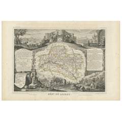 Mapa antiguo de Loiret 'Francia' por V. Levasseur, 1854