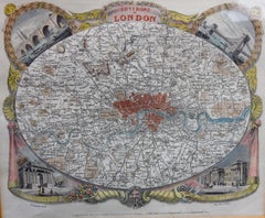 Antique Map of London by Thomas Moule and William Schmollinger