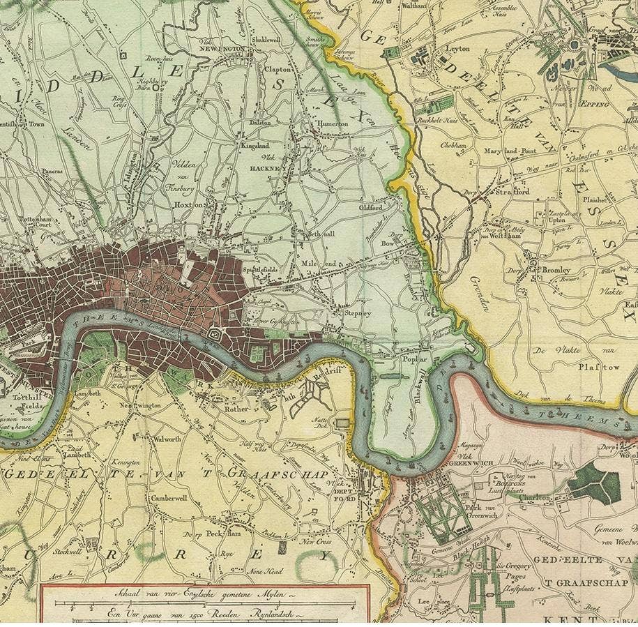Antique Map of London by Tirion '1754'