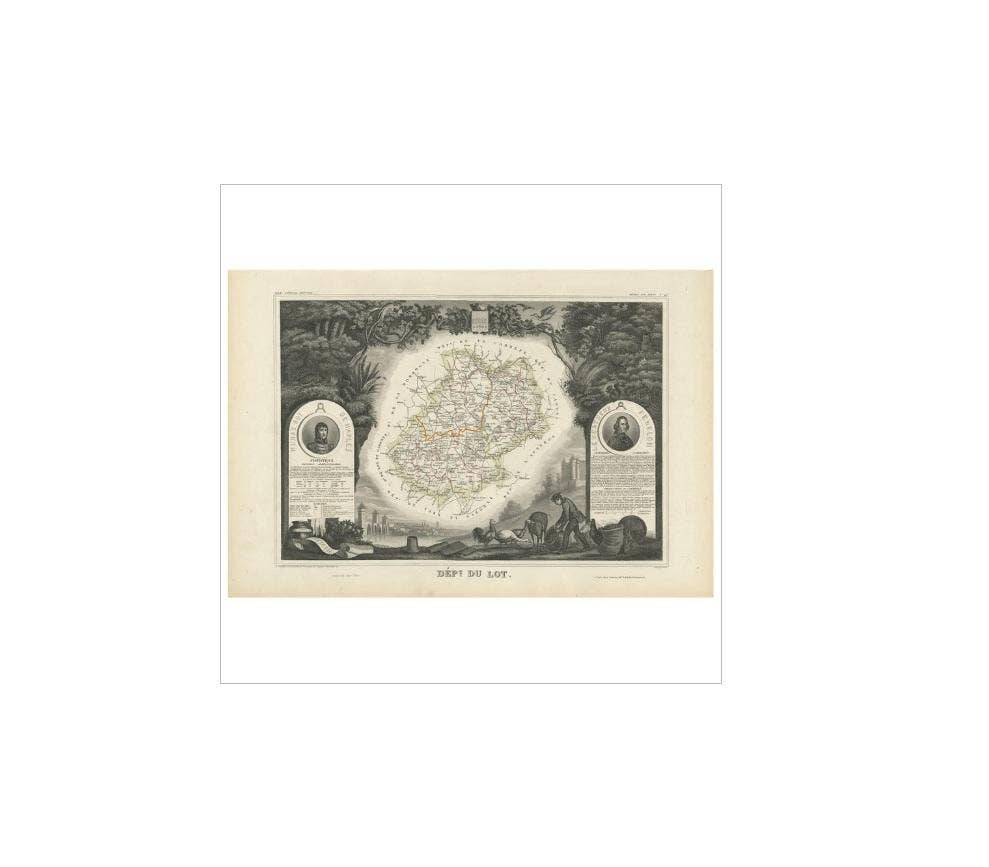Antique Map of Lot ‘France’ by V. Levasseur, 1854