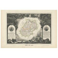 Carta geografica antica del lotto "Francia" di V. Levasseur, 1854