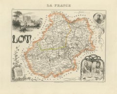 Antique Map of Lot, France – Hand-Colored Engraving by Vuillemin, c.1850