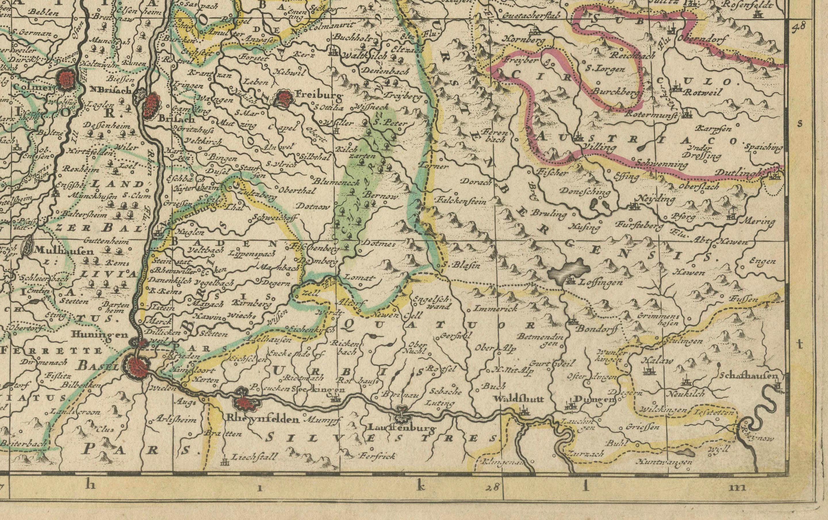 Mapa antiguo de Lotaringia (Lorena) por Danckerts, c. 1700 - Coloreado a mano en Bueno estado para la venta en Langweer, NL