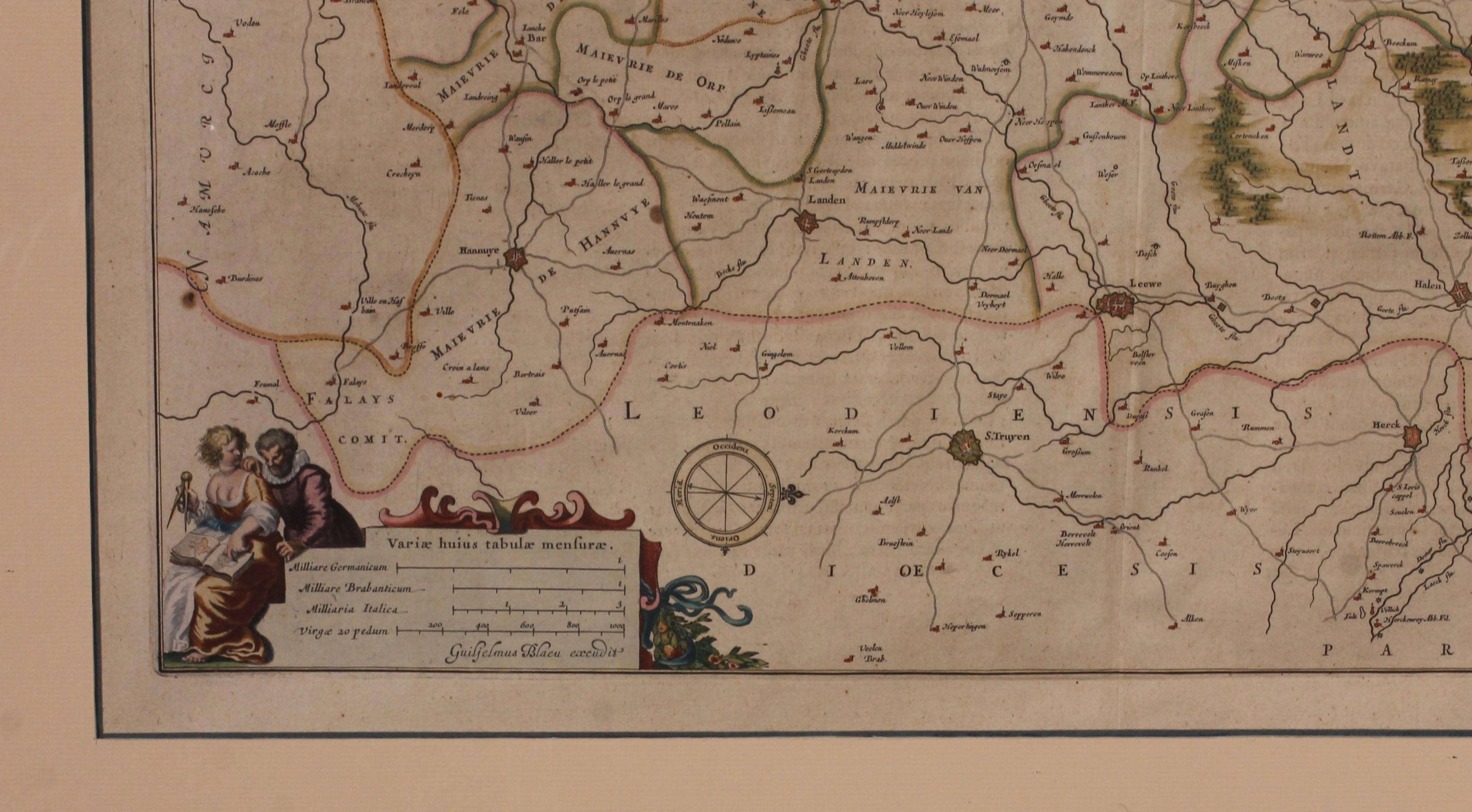Français Carte ancienne de Lovanium par Bleau, vers 1640 en vente