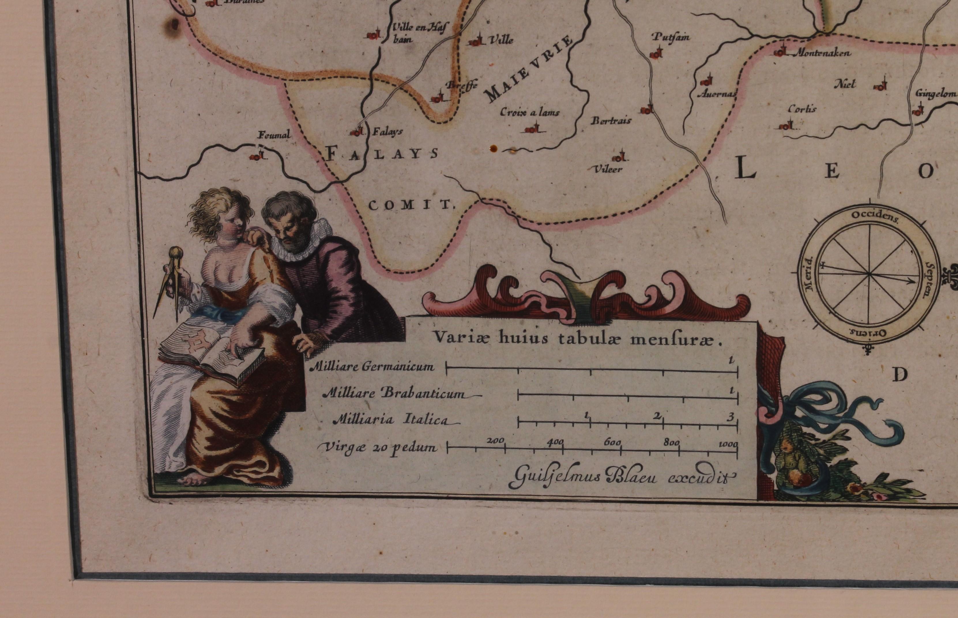 Carte ancienne de Lovanium par Bleau, vers 1640 Bon état - En vente à Brussels, Brussels