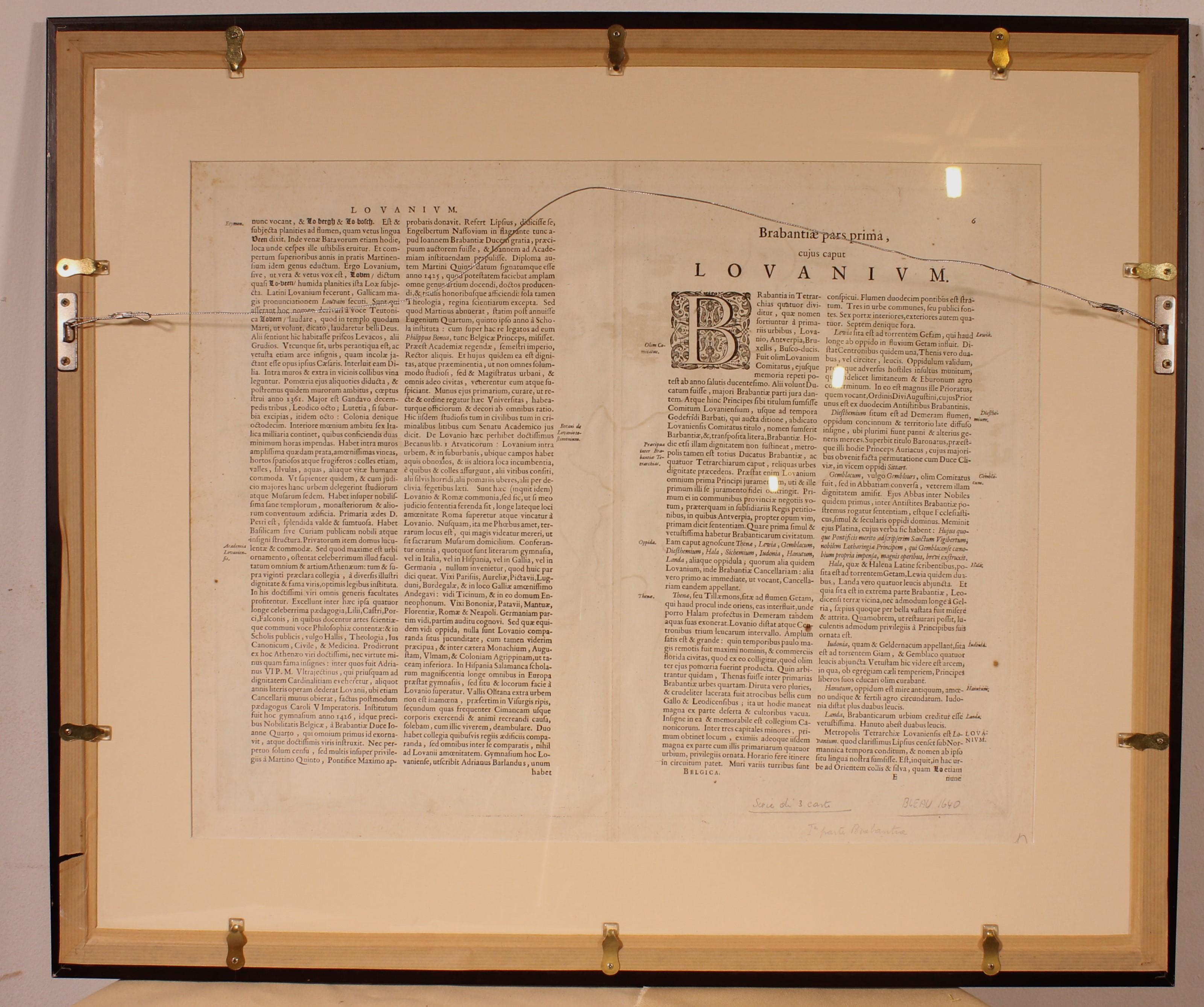 Carte ancienne de Lovanium par Bleau, vers 1640 en vente 2