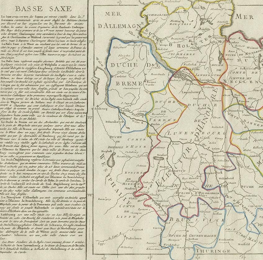 Antique Map of Lower Saxony by Clouet, 1787