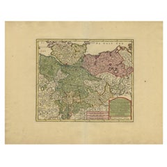 Carte ancienne du bas de la Saxe en Allemagne, vers 1740