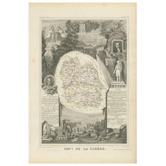 Antique Map of Lozère ‘France’ by V. Levasseur, 1854