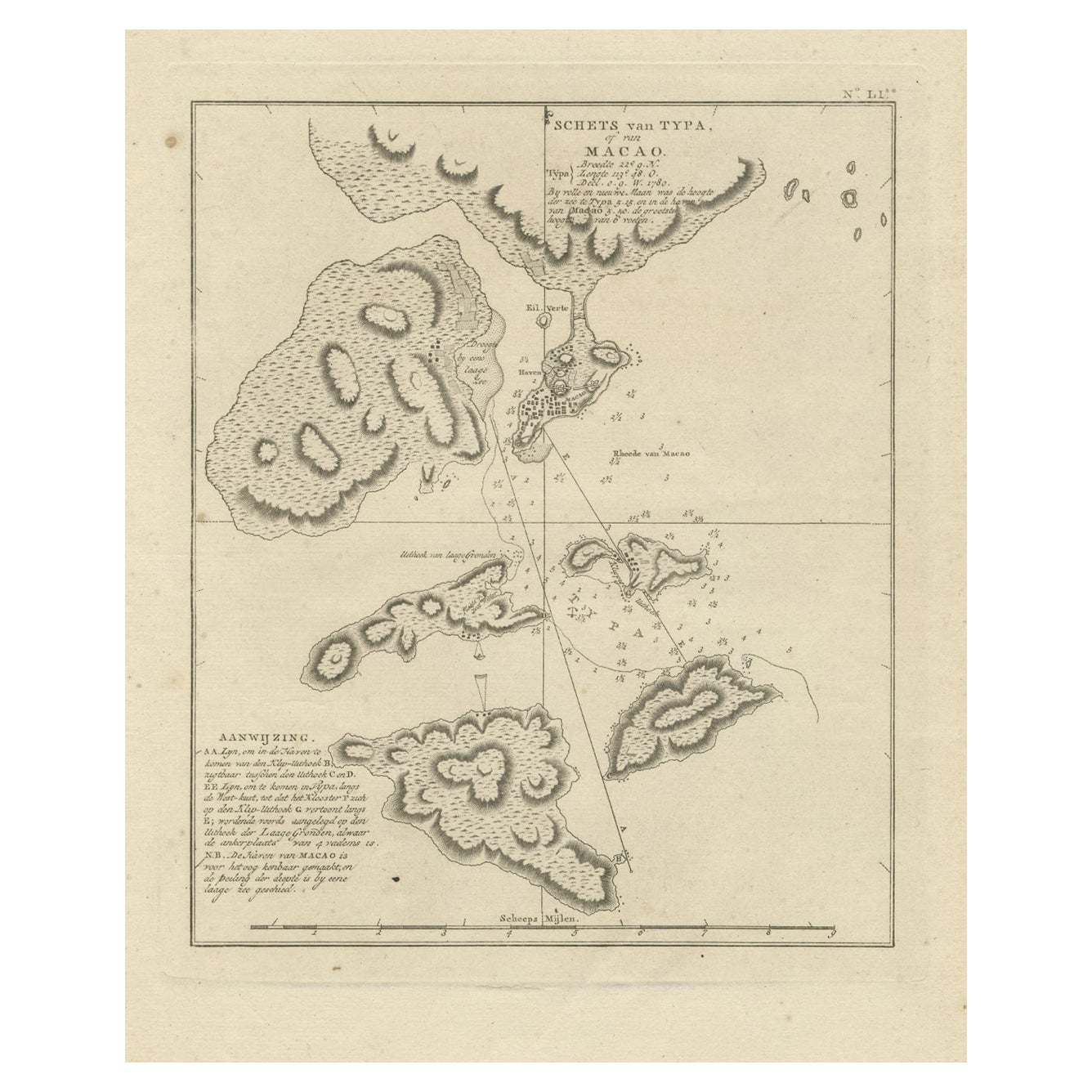 Mapa antiguo de Macao y sus alrededores del capitán Cook, 1803