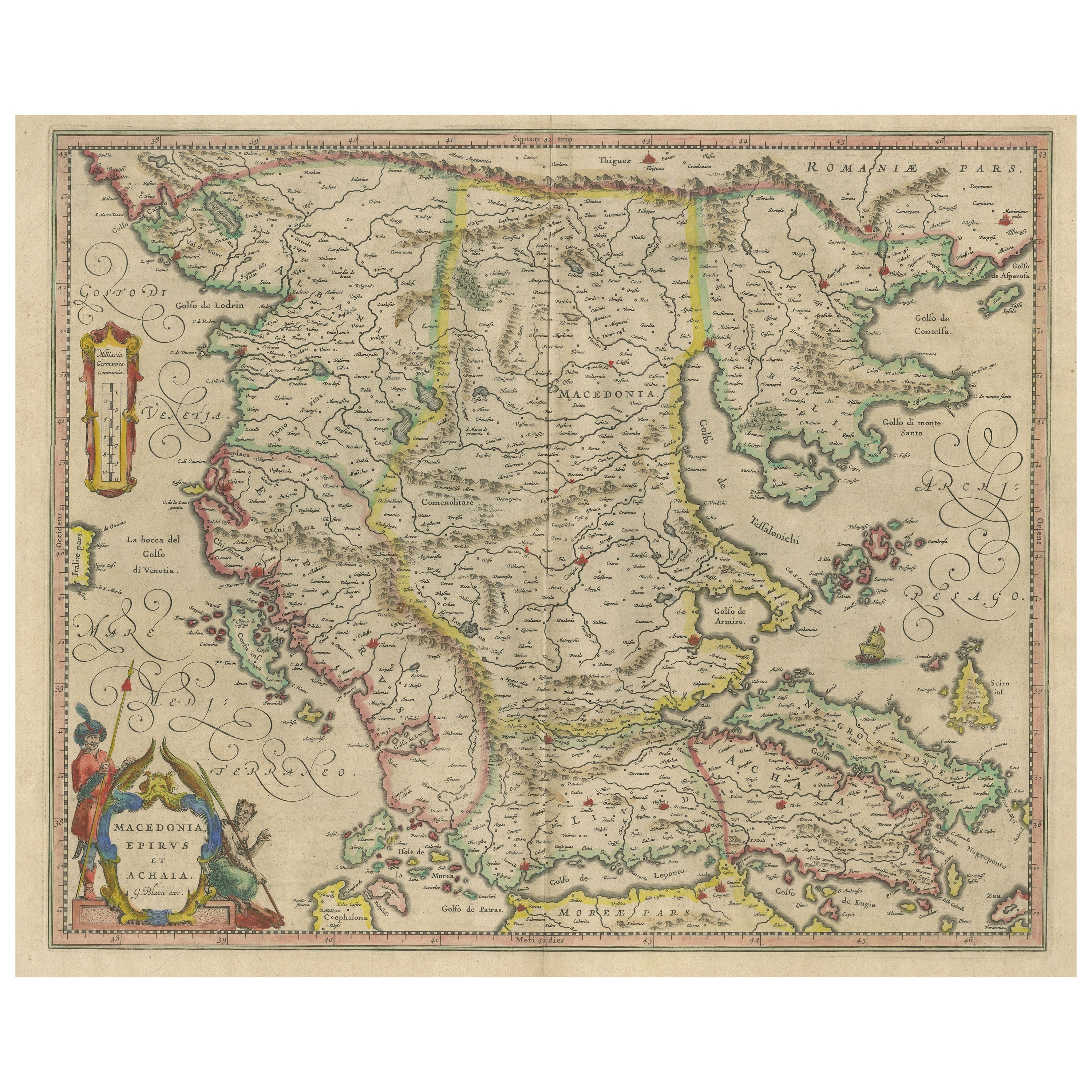 Carte ancienne de la Macédoine, de la Grèce du Nord et de la Turquie en Europe
