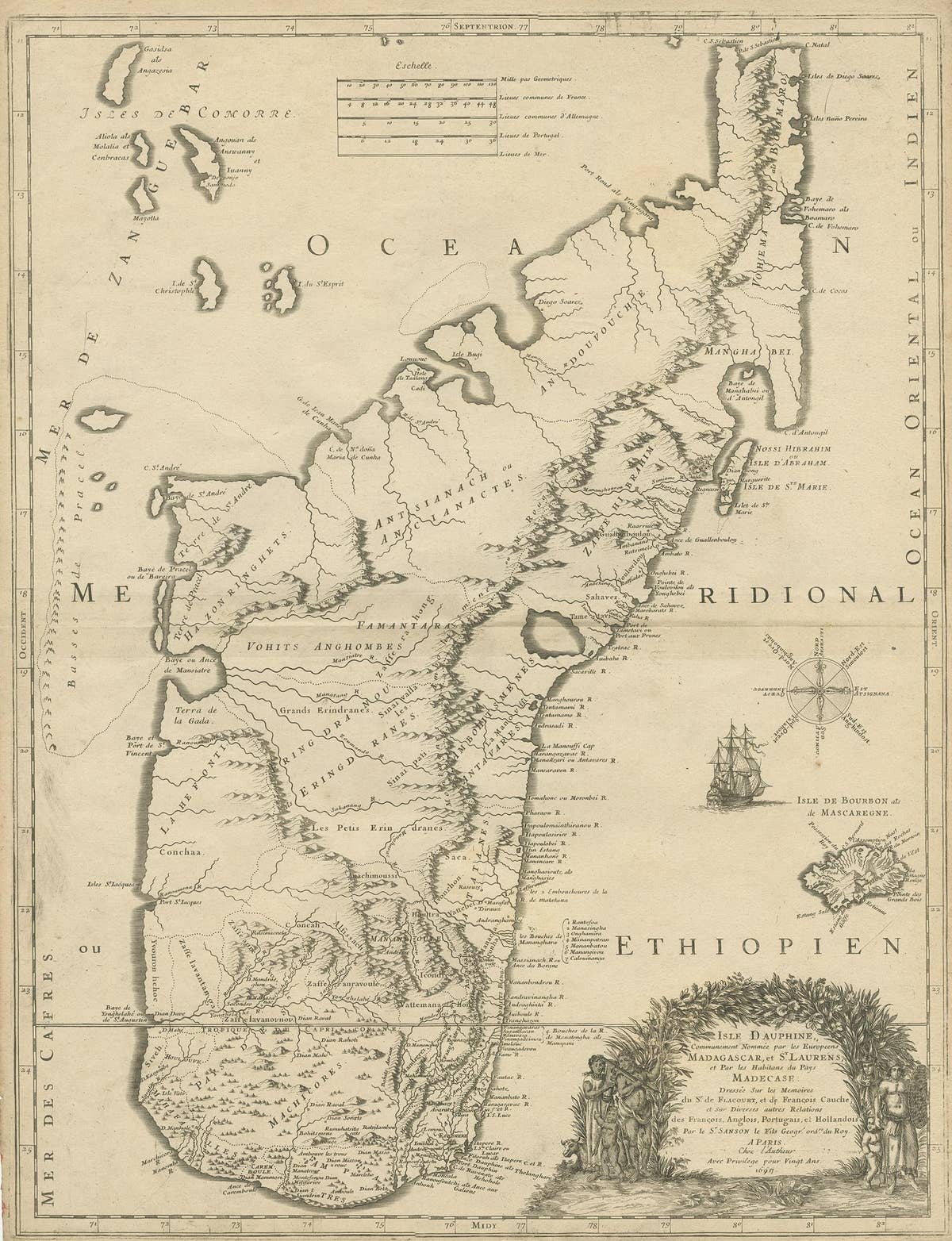 Antique Map of Madagascar by Mariette 'c.1670'