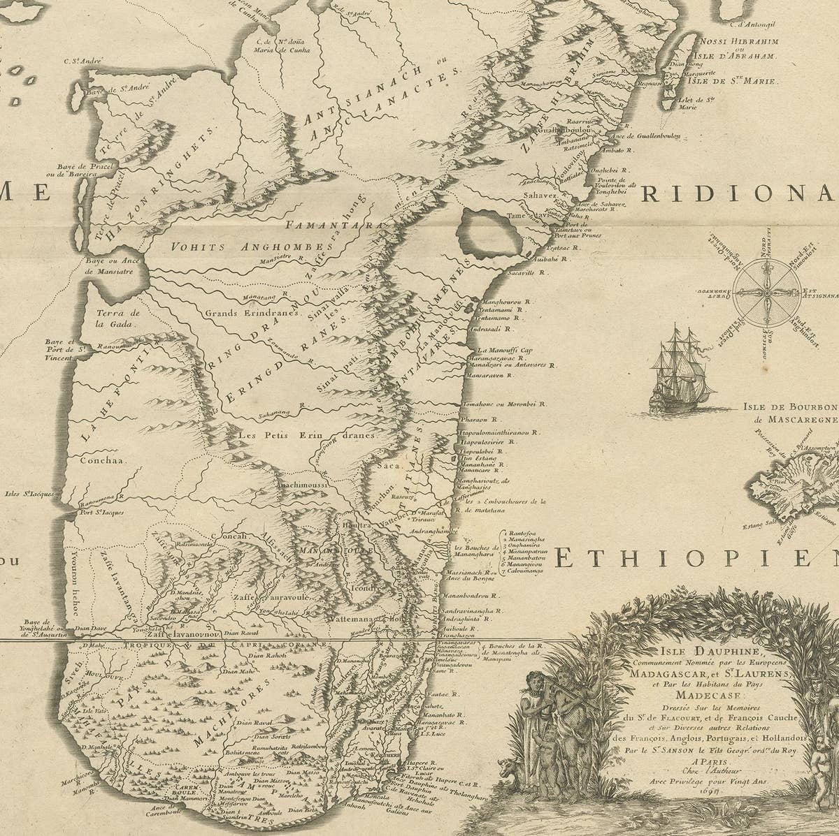 Antique Map of Madagascar by Mariette 'c.1670'