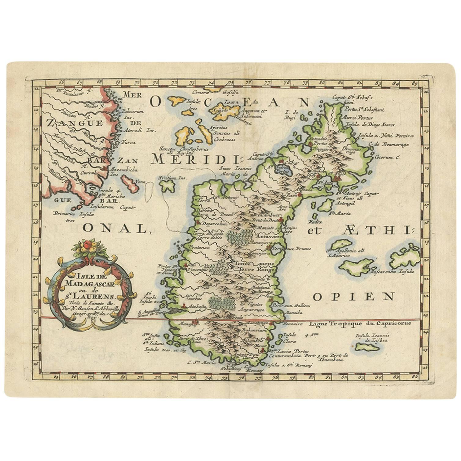 Antique Map of Madagascar by N. Sanson, circa 1683