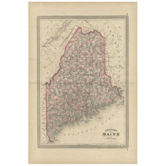 Antique Map of Maine by Johnson, 1872