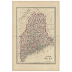 Antique Map of Maine by Johnson, 1872