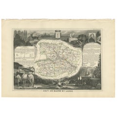 Antique Map of Maine et Loire ‘France’ by V. Levasseur, 1854