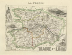 Antique Map of Maine-et-Loire with Illustrations – Vuillemin c.1850