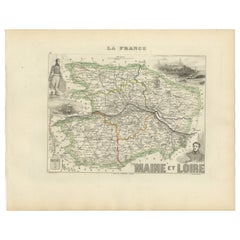 Antique Map of Maine-et-Loire with Illustrations – Vuillemin c.1850