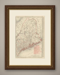 Antique Map of Maine, The Pine Tree State, Rand McNally, 1899