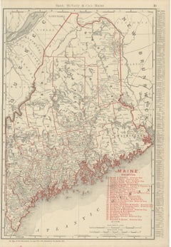 Antique Map of Maine, The Pine Tree State, Rand McNally, 1899