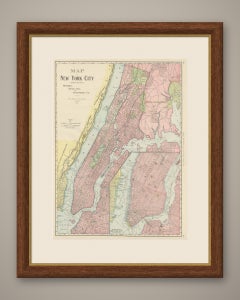 Antique Map of Manhattan, New York City, with Central Park, Rand McNally, 1899