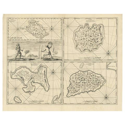 Antique Map of Manipa and Other Maluku Islands, Indonesia, 1726