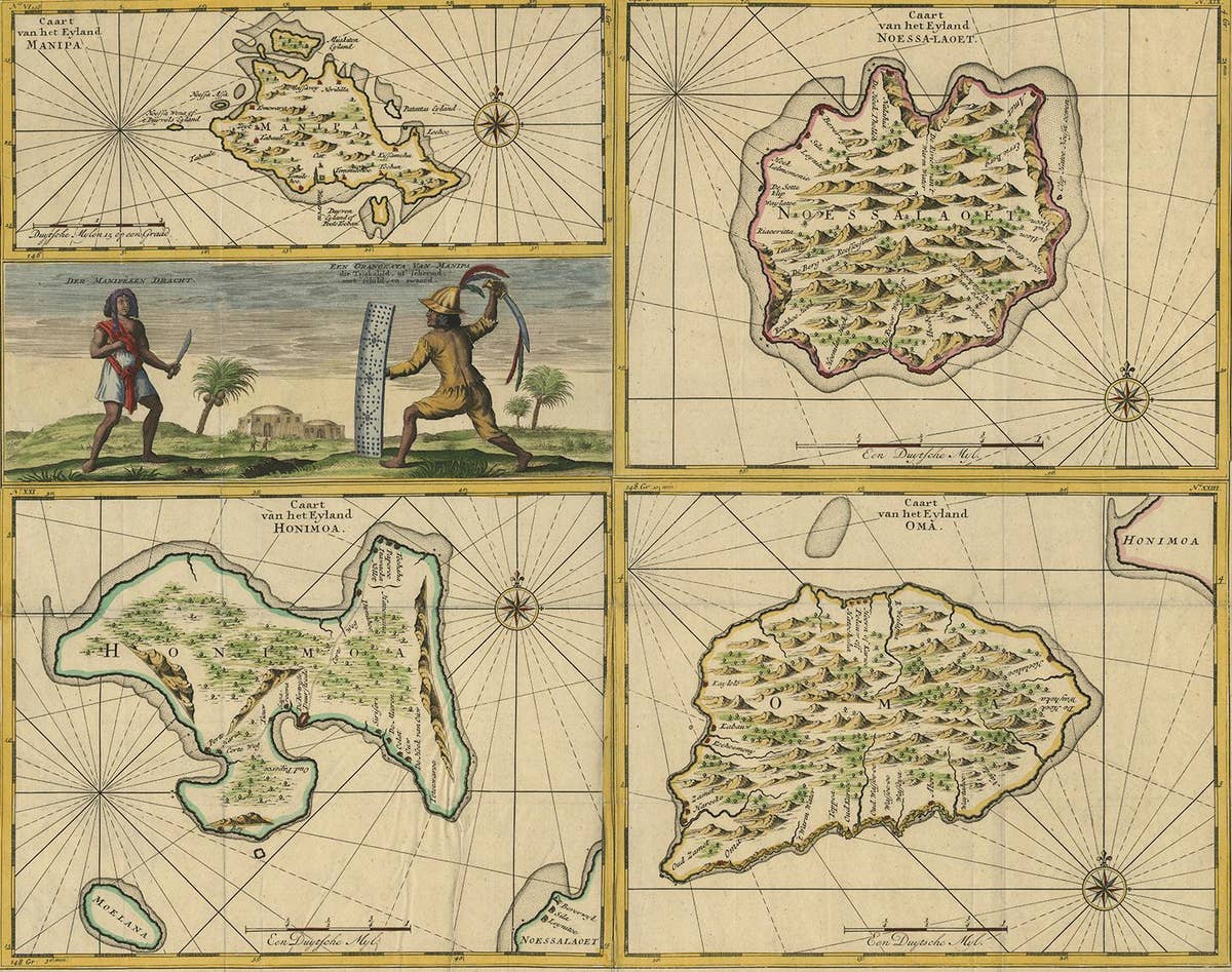 Antique Map of Manipa, Nusa-Laut, Saparua & Haruku 'Indonesia' by F. Valentijn