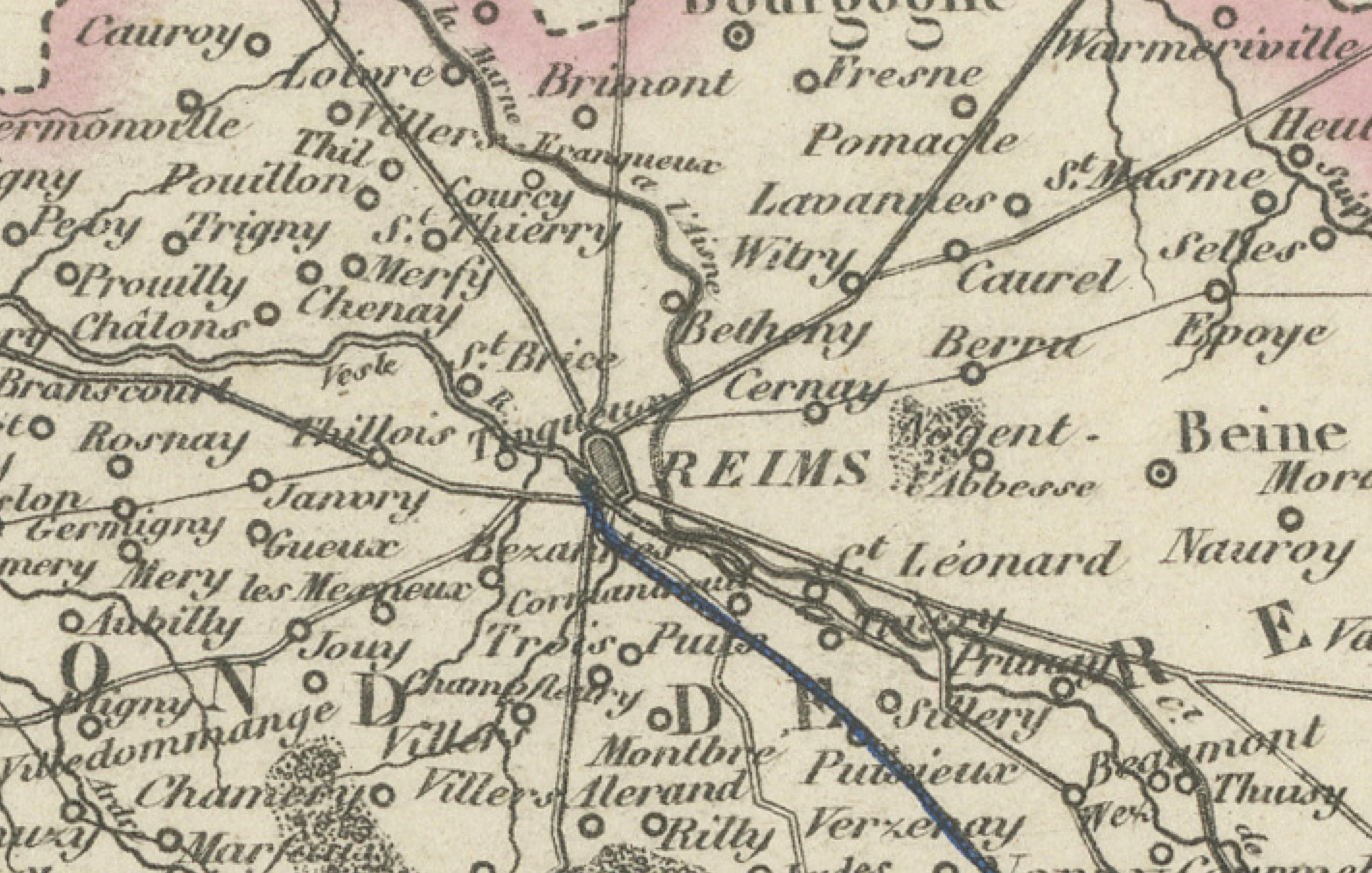 Carte ancienne de la Marne, France - Gravée par Levasseur, 1850s en vente 3