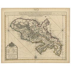 Carte ancienne de Martinique, montrant des routes, des maisons, des plantations de sucre, etc. vers 1750