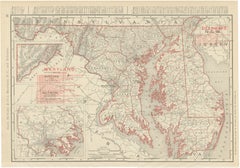 Antique Map of Maryland and Delaware, with Baltimore Inset, Rand McNally, 1899