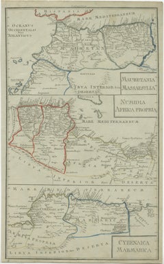 Antique Map of Mauritania, Massaesylia, Numidia, Tunisia, Cyrenaica & Marmarica