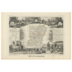 Antique Map of Mayenne ‘France’ by V. Levasseur, 1854