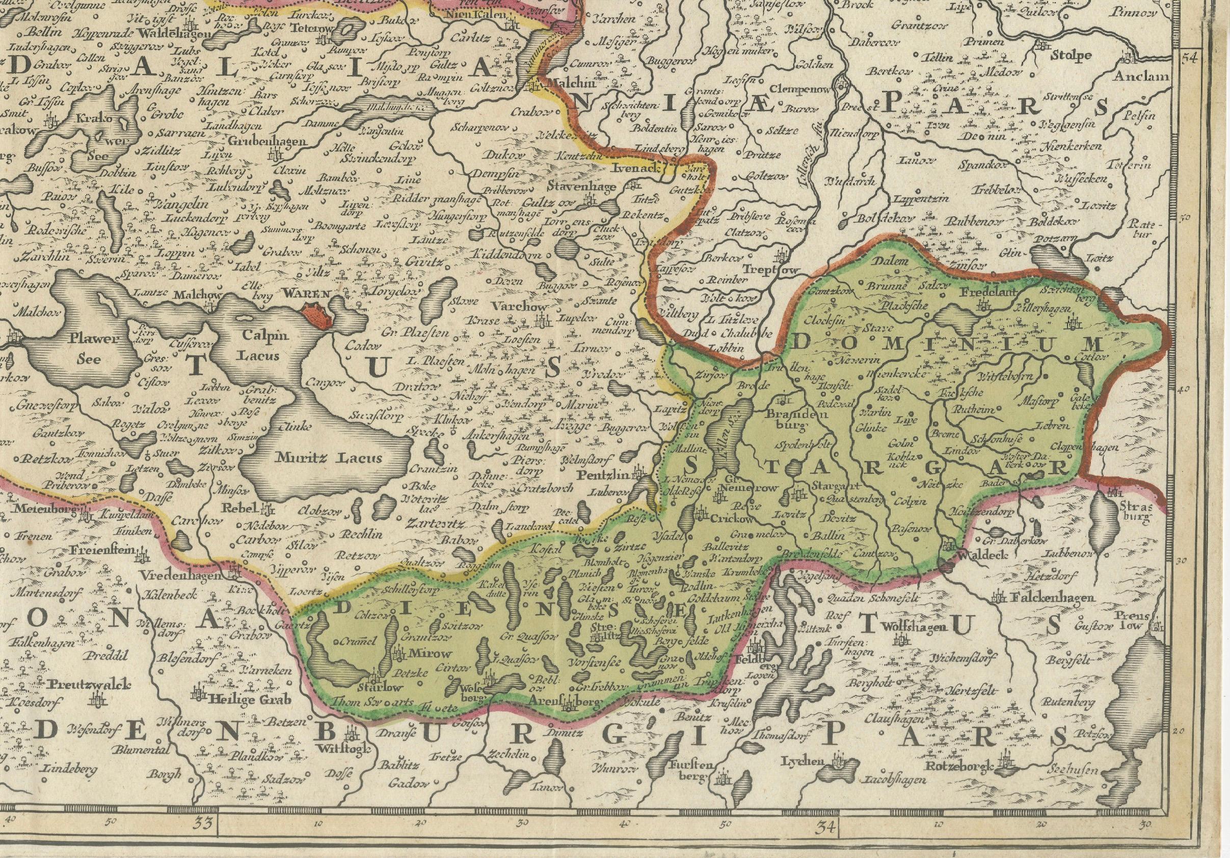 Engraved Antique Map of Mecklenburg-Vorpommern in Germany by J.B. Homann, c.1720 For Sale