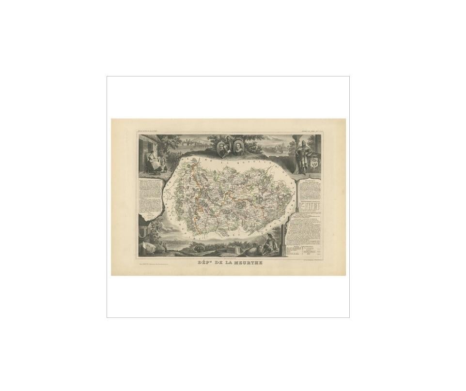 19th Century Antique Map of Meurthe ‘France’ by V. Levasseur, 1854 For Sale