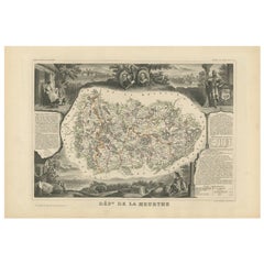 Mapa antiguo de Meurthe 'Francia' por V. Levasseur, 1854