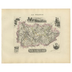Antique Map of Meurthe, France – Hand-Colored by Vuillemin, c.1850