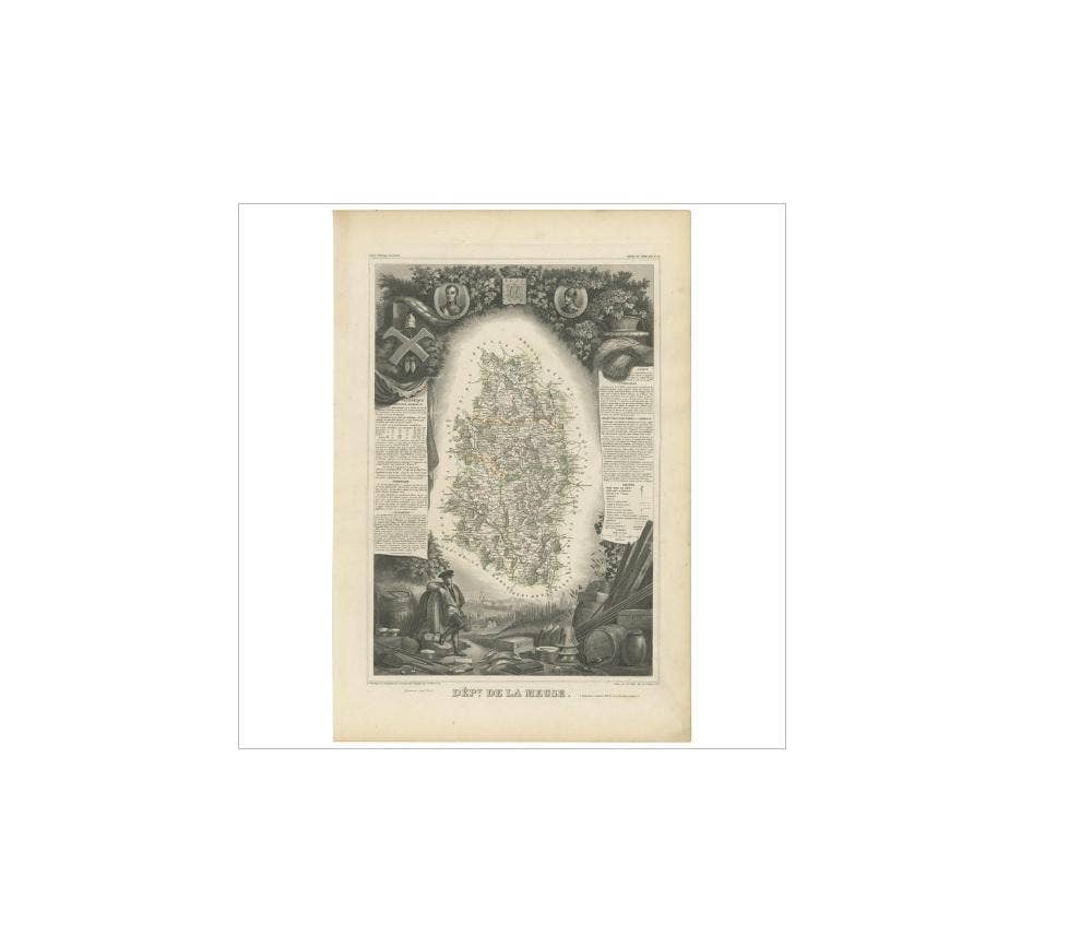 Antique Map of Meuse ‘France’ by V. Levasseur, 1854