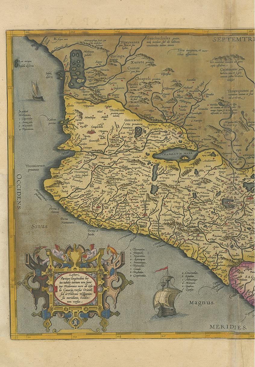 Belge Carte ancienne du Mexique par Ortelius, datant d'environ 1602 en vente