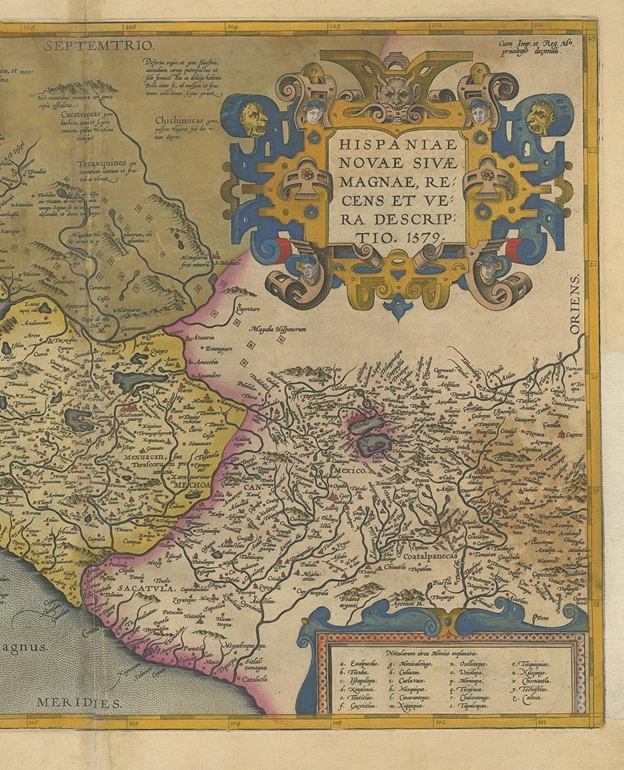 Gravé Carte ancienne du Mexique par Ortelius, datant d'environ 1602 en vente