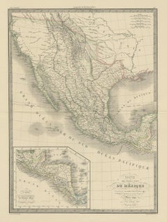 Antique Map of Mexico, Texas and Upper California by Lapie, 1842