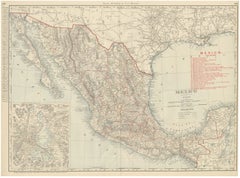 Antique Map of Mexico, with Valley of Mexico Inset, Rand McNally, 1899