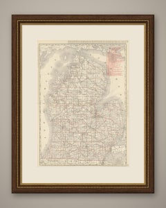 Antique Map of Michigan, The Great Lakes State, Rand McNally, 1899