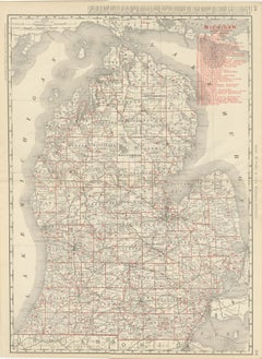 Antique Map of Michigan, The Great Lakes State, Rand McNally, 1899